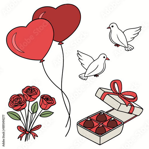 Valentine S Romantic Gift Elements Illustration  C (2) SVG Vector Design