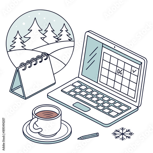 Winter Productivity Concept Illustration  Minimal  SVG Vector Design