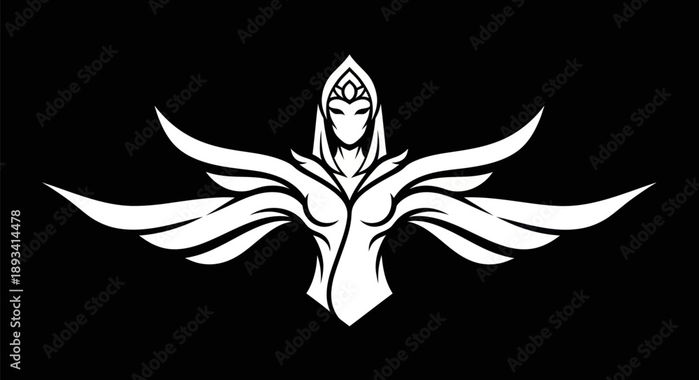 Obraz premium Abstract angelic figure graphic on black