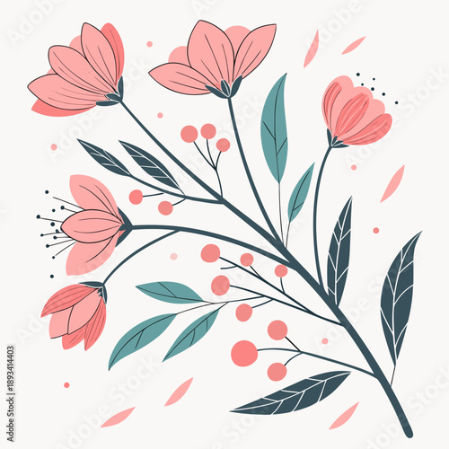 Spring Nature Abstract Composition  Flat Vector  W (5) SVG Vector Design