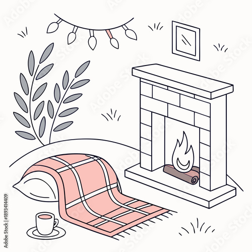 Winter Indoor Comfort Abstract Composition  Clean  SVG Vector Design