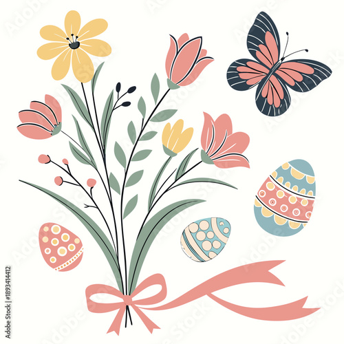 Spring Season Decorative Elements Vector Set  Whit (7) SVG Vector Design