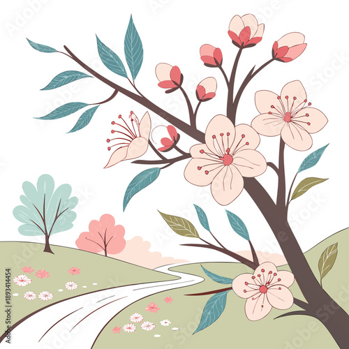 Spring Nature Abstract Composition  Flat Vector  W (4) SVG Vector Design