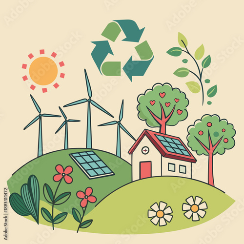 Sustainability Green Energy Concept Illustration (5) SVG Vector Design