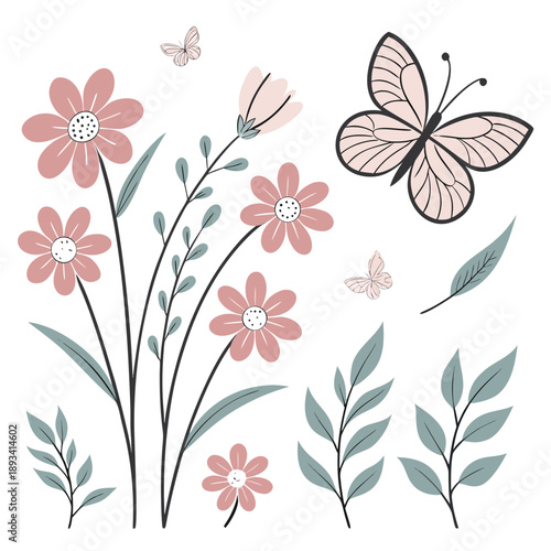 Spring Season Decorative Elements Set  Clean Vecto (2) SVG Vector Design