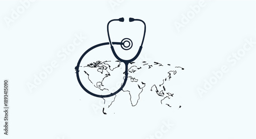 Global healthcare concept with stethoscope on world map