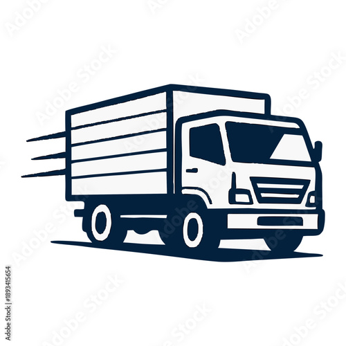 Truck with Trailer Silhouette Vector Illustration