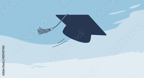 Graduation Cap Flying Through the Air.