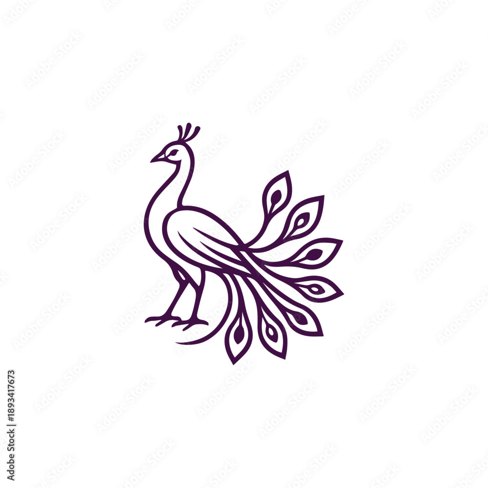Obraz premium Line Art Peacock Logo