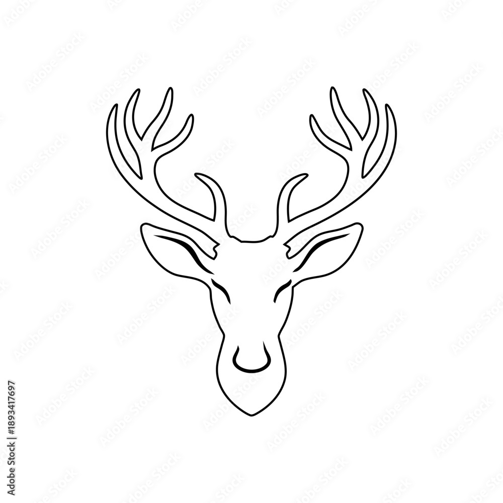 Obraz premium Wildlife Deer Head Antler Vector Graphic.