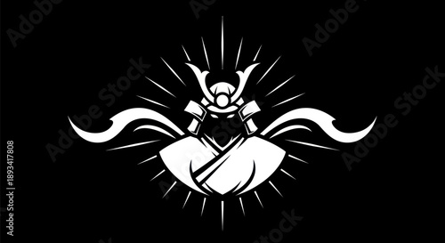 Samurai warrior helmet silhouette design