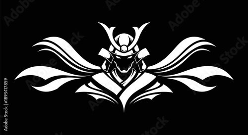 Samurai warrior illustration on black