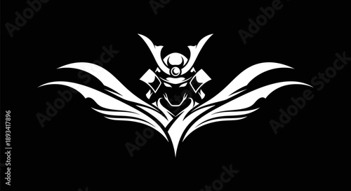 Samurai warrior illustration on black background