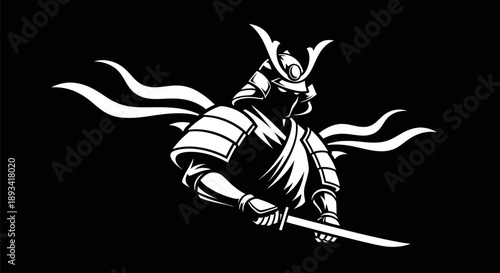 Samurai warrior illustration silhouette