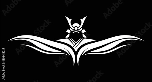 Samurai warrior silhouette on black