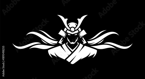 Samurai warrior silhouette on black