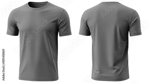 Gray short sleeve t shirt front and back views gray t-shirt blank plain