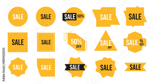 Collection of Yellow Sale Sticker Designs.