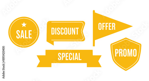 Sale Discount Offer Promo Special Signs.