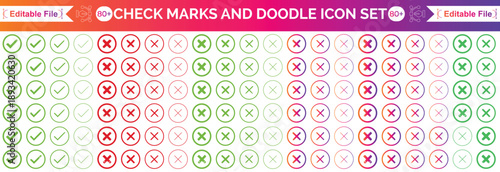 check mark icon. Task Approved or done symbol. True or false, right or wrong sign vector. Tick mark button of correct or wrong way sticker.