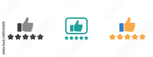 Customer Product Rating Five Stars Vector Icons Illustration, Showing Review Scores, Feedback, Quality Assessment, and Satisfaction Concept.