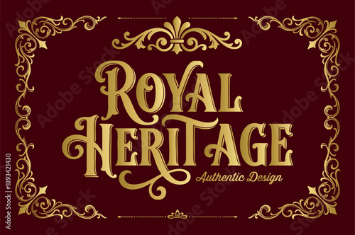 Wallpaper Mural Luxurious Royal Heritage Typography with Ornate Golden Frame Torontodigital.ca