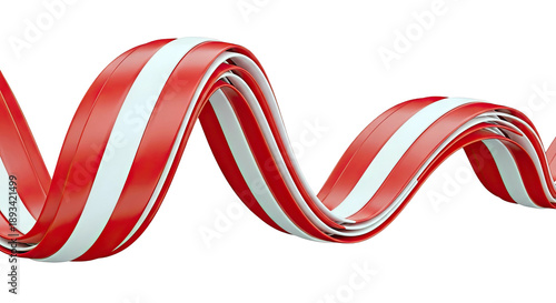 Abstract Red and White Ribbon Wave