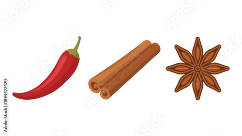 Spices and Seasonings in Vibrant Color on White Background for Cooking and Recipes