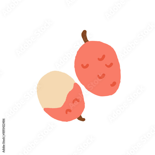 Set of tropical fruits. Persimmon, banana, pineapple, etc. Vector illustration of exotic fruits on a white background.