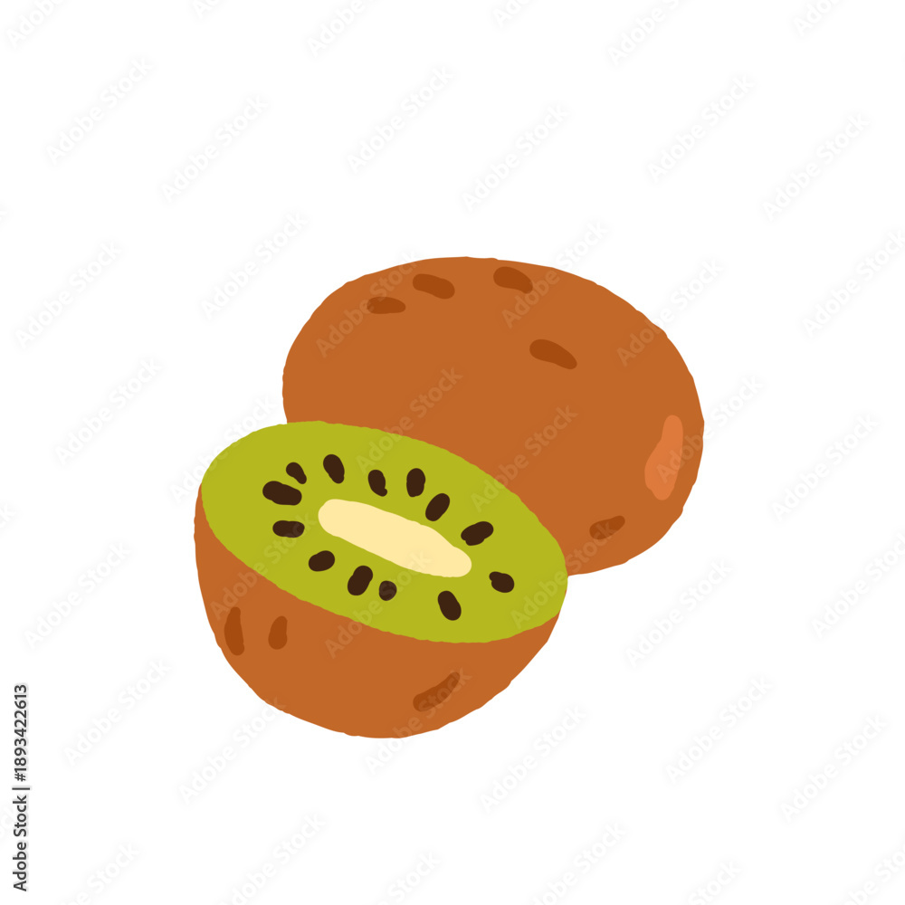 Fototapeta premium Set of tropical fruits. Persimmon, banana, pineapple, etc. Vector illustration of exotic fruits on a white background.