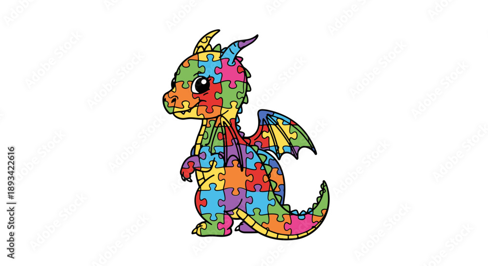 Fototapeta premium Autism Awareness Dragon Elephant