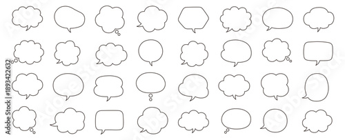 シンプルな吹き出しのベクターイラストセット。ふきだし、フレーム、おしゃれ