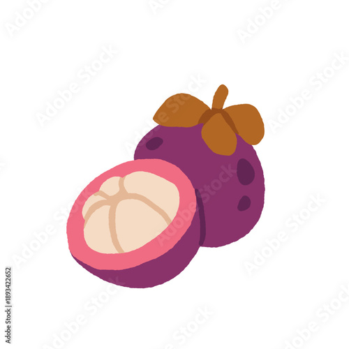 Set of tropical fruits. Persimmon, banana, pineapple, etc. Vector illustration of exotic fruits on a white background.