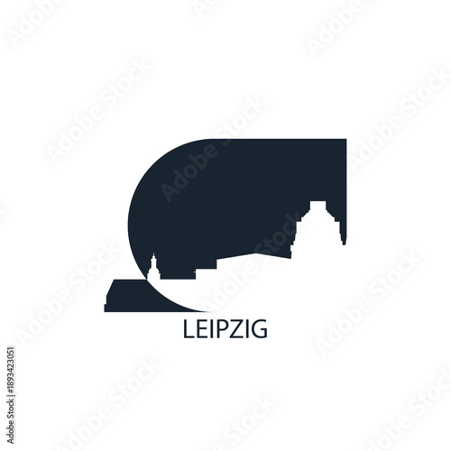Leipzig logo, clip art with cityscape, skyline, panorama, sightseeing. Vector flat isolated illustration. Germany city image with landmarks and buildings