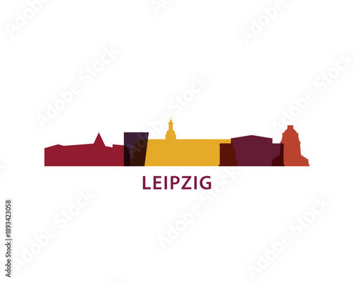Leipzig logo, clip art with cityscape, skyline, panorama, sightseeing. Vector flat isolated illustration. Germany city image with landmarks and buildings