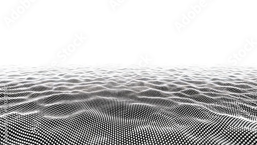 Futuristic black and white halftone wave pattern background