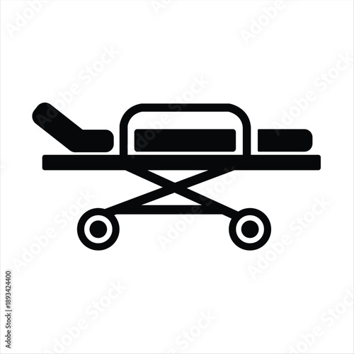 Minimal Hospital Stretcher Icon Bold Black and White Vector