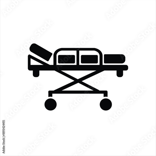 Minimal Hospital Stretcher Icon Bold Black and White Vector