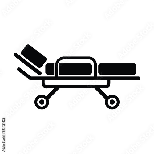 Minimal Hospital Stretcher Icon Bold Black and White Vector