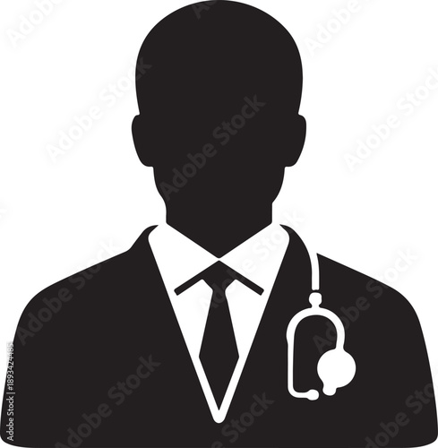Silhouette of a doctor wearing a suit and stethoscope