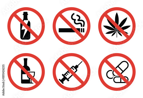 No Drugs Sign Symbol Vector Illustration