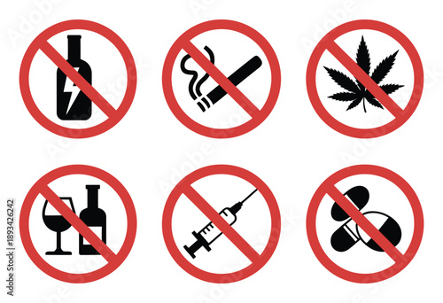 No Drugs Sign Symbol Vector Illustration