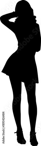 black and white vector silhouettes of people for clipping