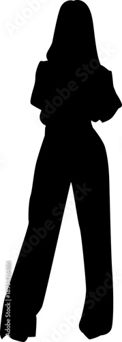 black and white vector silhouettes of people for clipping