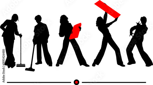 black and white vector silhouettes of people for clipping