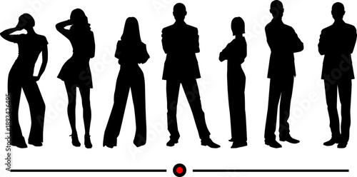 black and white vector silhouettes of people for clipping