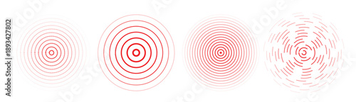 red radial concentric circle set sound wave signal 