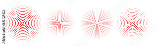 red radial concentric circles rippled dashed and dotted