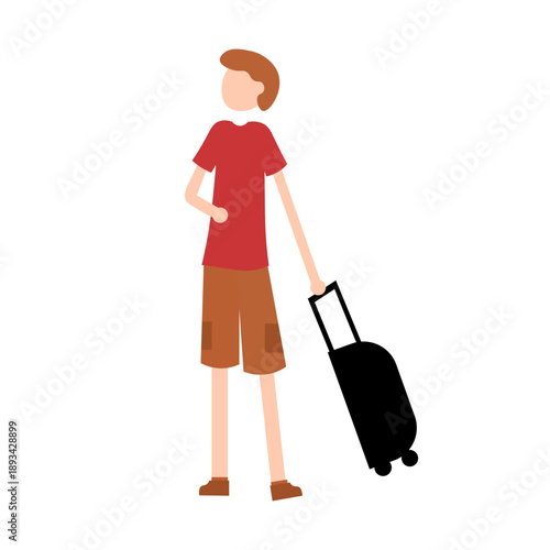 Vector illustration of a person carrying a suitcase, representing travel, journey, business trip, vacation, and mobility. Suitable for travel websites, airport signage, booking apps, and infographic d