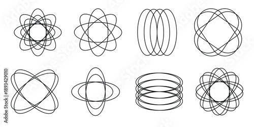 set of various abstract monochrome geometric figures vector 